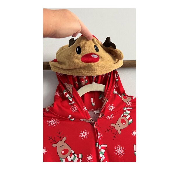 Matching Family Pajamas Reindeer Antler Zipper Onesie RED SZ 11T / KID - Picture 5 of 14